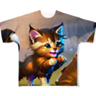 隣の越後屋の威嚇したのに可愛い子猫 フルグラフィックTシャツ