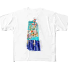 KeishopCreations - 日本の美をあなたにのハンドメイドリメイク着物青 All-Over Print T-Shirt