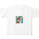 Satochuのオリエンタルショートヘア All-Over Print T-Shirt