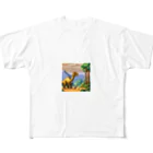 オカメインコのタロのドット絵マイアサウラ フルグラフィックTシャツ
