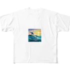 itacyoko(AIイラスト屋)の夕暮れで飛ぶイルカ All-Over Print T-Shirt