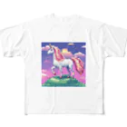 オカメインコのタロのドット絵ユニコーン フルグラフィックTシャツ