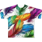 Tyapi_のビビットカラー 羽 フルグラフィックTシャツ