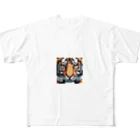 ki1962のドット絵で描かれた虎のアップ画像のプレミアムグッズ All-Over Print T-Shirt