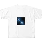 itacyoko(AIイラスト屋)の宇宙に輝く青い光 フルグラフィックTシャツ