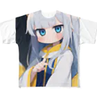 ケモ耳美少女キツネちゃん（AIart）の魅惑的なキツネ姿の美女 フルグラフィックTシャツ