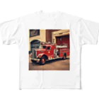 ビッグスマイルライフのレトロ消防車 フルグラフィックTシャツ