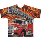 ビッグスマイルライフのレトロはしご車 All-Over Print T-Shirt