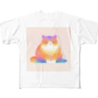 aoking_のグラデーション猫 フルグラフィックTシャツ