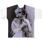 PALA's SHOP　cool、シュール、古風、和風、のMarilynMonroe　&　CAT フルグラフィックTシャツ