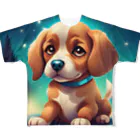 春乃遊羽アイディアイラストショップの可愛い犬のイラスト フルグラフィックTシャツ