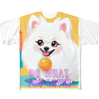 Pom-Dog'sの清楚系白ポメ　ポメ子 フルグラフィックTシャツ