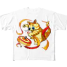 もちけらのコマ回し猫ちゃん。 All-Over Print T-Shirt