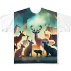 動物のオシャレ屋の動物の集会 フルグラフィックTシャツ