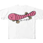 壮平シールのミミズ型スケートボード All-Over Print T-Shirt