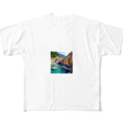 KSK SHOPの絵画のようなチンクエテッレの風景 All-Over Print T-Shirt