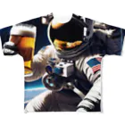 宇宙開発デザイン科の酒飲みアストロノーツ フルグラフィックTシャツ