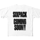 おもしろいTシャツ屋さんのSIXPACK COMINGSOON シックスパック カミングスーン 筋トレ All-Over Print T-Shirt