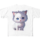 Hoshi_Hikariのホワイトにゃんこ フルグラフィックTシャツ