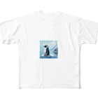 AIワクワクのイラストのペンギン フルグラフィックTシャツ