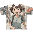 底辺の底辺好きな事を気ままに…。の走る元気な女の子 All-Over Print T-Shirt