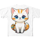 もふもふデザインストアのふんわり癒しのモフモフ猫 All-Over Print T-Shirt