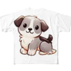 もふもふデザインストアの癒しのふわふわ、もちもち犬 フルグラフィックTシャツ