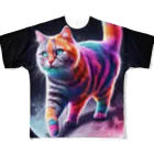 ニャーちゃんショップのムーンキャット【月で暮らす猫】 All-Over Print T-Shirt