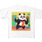 萌えキャラ大好きの筋トレをするパンダイラストのグッズ フルグラフィックTシャツ