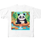 萌えキャラ大好きの温泉を楽しむパンダイラストのグッズ All-Over Print T-Shirt