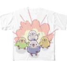 ぽっぽこ本舗のインコ戦隊 All-Over Print T-Shirt