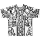 metao dzn【メタヲデザイン】のシュメール文明で用いられた２匹の蛇が絡み合うシンボル フルグラフィックTシャツ