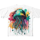 Moodifyのサイバーパンククラゲ　ミズクラゲ　水彩画スプラッシュ All-Over Print T-Shirt