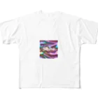 Kumamanのオーロラシルク　Shineロゴ入り All-Over Print T-Shirt