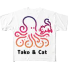 bravoadのタコ & 猫 フルグラフィックTシャツ