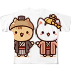 k-design-studioの初日の出くんと初詣ちゃん フルグラフィックTシャツ