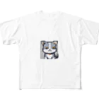 koba777のドット絵ハイイロネコ フルグラフィックTシャツ