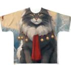 ruiruirの猫　冬　クリスマス フルグラフィックTシャツ