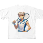 セキネ動画編集者@sun-light-webのテニスプレイヤーTakashiくん フルグラフィックTシャツ