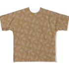 B-catの微生物パターン茶_フルグラTシャツ フルグラフィックTシャツ