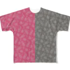 B-catの微生物パターン赤と灰_フルグラTシャツ フルグラフィックTシャツ