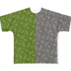B-catの微生物パターン緑と灰_フルグラTシャツ フルグラフィックTシャツ