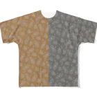 B-catの微生物パターン茶と灰_フルグラTシャツ フルグラフィックTシャツ