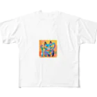 IKA_0120のカラフルな猫 フルグラフィックTシャツ