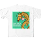 kazu_gの幸せの金龍さん（緑） All-Over Print T-Shirt