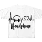 MELLOW-MELLOWのHearts Headphone フルグラフィックTシャツ