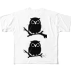 フクロウ堂のフクロウシルエット All-Over Print T-Shirt