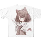 yudu910のネコ耳弓道部 フルグラフィックTシャツ