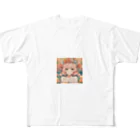 G7のショップの 花咲く彼方の美少女のアートコレクションBeauty Amidst Blossoms - Girl's Art Collection フルグラフィックTシャツ