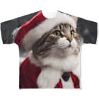 ラディアンス・ストアの猫のサンタさん フルグラフィックTシャツ